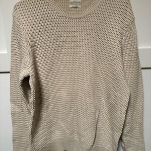 All Saints Men's Cream Knit Crewneck Sweater